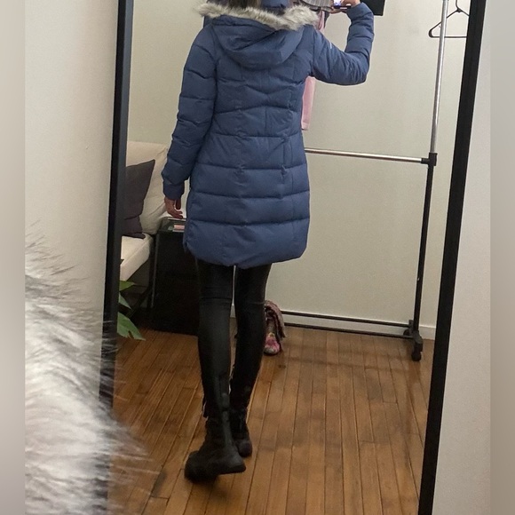 Columbia Apres Arson Down Hooded Long Jacket Puffer Coat size XS Blue - Picture 3 of 10